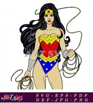 Wonder Woman Cartoon Character Design Clipart SVG