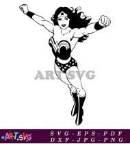 Wonder Woman Action Pose Vintage Superhero Graphic SVG