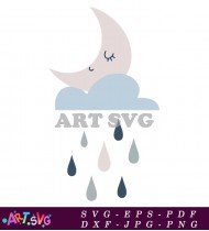 Simple Cute Baby Blue Raining Clouds SVG