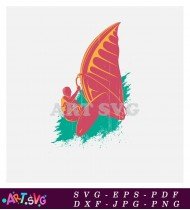 Windsurf Sports Graphic Design Summer Fun Vector SVG