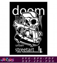 Skull Skateboarder Street Art Urban Design Vector SVG