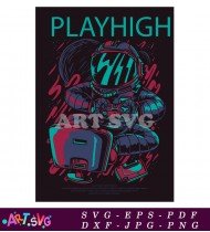 Playhigh Astronaut Gamer With Controllers Vector SVG