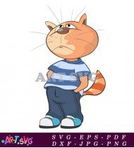 Cartoon Cat With Striped Shirt Vector Design SVG