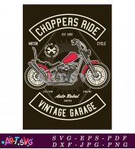 Vintage Garage Chopper Motorcycle T-Shirt Design SVG