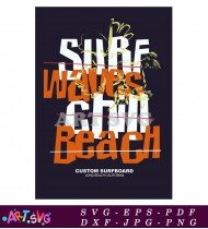 Surf Wave Design Print Graphic T-shirt Template SVG