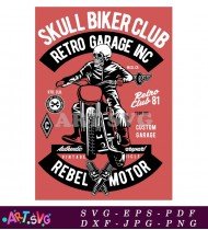 Skull Biker Club Vintage Motorcycle Graphic SVG 1