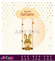 Welcoming Fall Season With Cute Bunny Clipart SVG