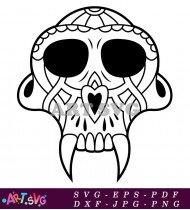 Black And White Sugar Skull Illustration SVG