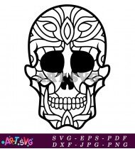 Black And White Skull With Unique Design SVG