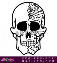 Skull Design with Unique Black and White Pattern SVG