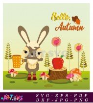 Hello Autumn Bunny Rabbit Forest Fall SVG