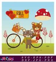 Fall In Love Bike Bicycle Bear SVG