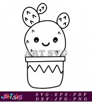 Cute Cactus Pot Illustration Graphic Design Art SVG