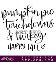 Pumpkin Pie Touchdowns Thanksgiving Football Design SVG