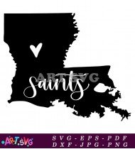 Louisiana Saints Heart Shape Design SVG