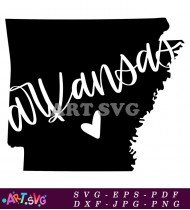 Arkansas State Outline Design with Heart SVG