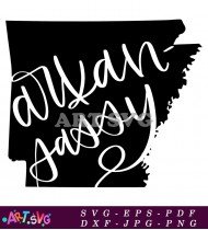 Arkansas Sassy State Outline SVG Cut File