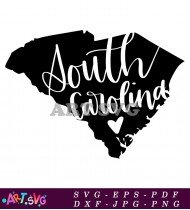 South Carolina Outline with Heart in State SVG