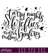 Starry Night Fireflies Design Graphic SVG