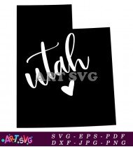 Utah State Heart Love Printable Decor SVG