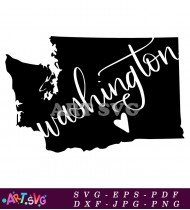 Washington State Silhouette With Heart SVG