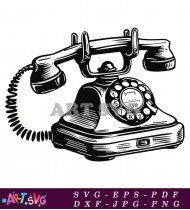 Black Vintage Rotary Telephone With Number Dial SVG