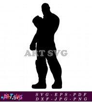 Thanos Silhouette Black And White Powerful Villain SVG 1