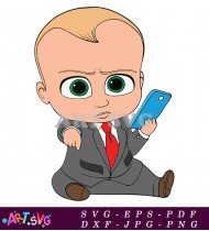 Boss Baby Cartoon Using A Phone SVG