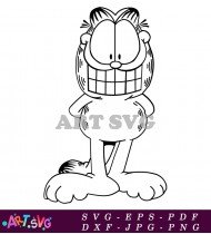 Garfield Cat Cartoon Character In Outlined Style SVG