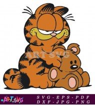 Garfield Character Holding Stuffed Teddy Bear SVG