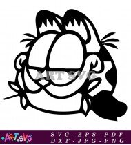 Garfield Character In Outlined Form SVG