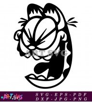 Garfield Cartoon Character In Outlined Style SVG