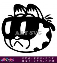 Garfield Cat Character Wearing Sunglasses In Black SVG