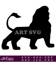 Black Silhouette Of A Lion Running SVG