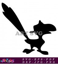 Black Silhouette Of Zazu In Cartoon Style SVG