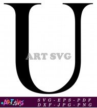 Black Letter U in Bold Style Alphabet SVG