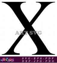 Black Letter X in Bold Style Alphabet SVG