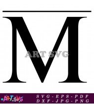 Black and White Letter M Alphabet Clipart SVG