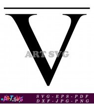 Black And White Letter V Clip Art SVG