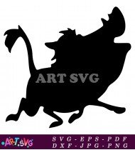 Black And White Silhouette Of Pumbaa SVG 2