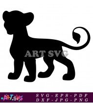 Black And White Silhouette Of Simba SVG 2