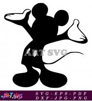 Black And White Mickey Mouse Silhouette Clipart SVG