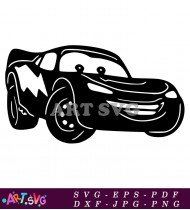 Black And White Lightning McQueen Silhouette SVG