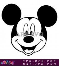 Black And White Disney Mouse Head Silhouette SVG