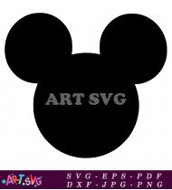 Black And White Disney Mouse Ear Silhouette SVG