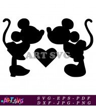 Mickey Mouse silhouette with love heart symbol SVG