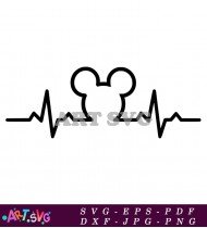 Mickey Mouse silhouette with heart beat line SVG