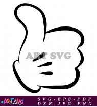 Black and White Mickey Mouse Hand SVG