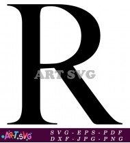 Bold Black Uppercase R Letter Print Design SVG