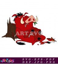 Pumba The Warthog Sitting Eating Worms Illustration SVG